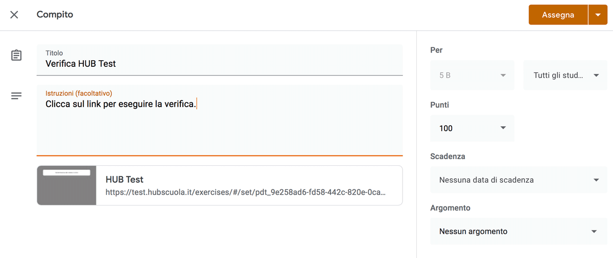 Condividere Una Verifica Creata Con HUB Test Su Google Classroom O ...